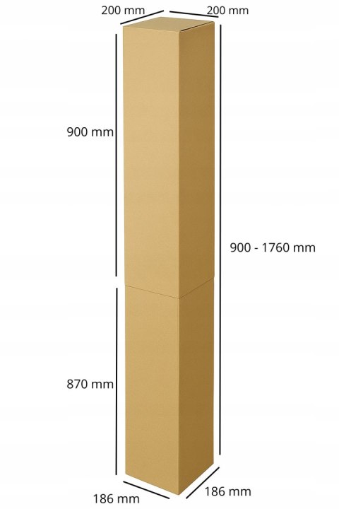 PUDEŁKO OPAKOWANIE TELESKOPOWE NA DRZEWKA 186x186x900/1760 SZARE 10 szt C